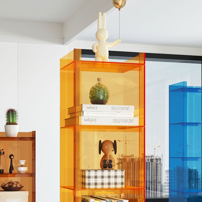 Glam Acrylic Vertical Standard Bookshelf Closed Back Bookshelf for Living Room