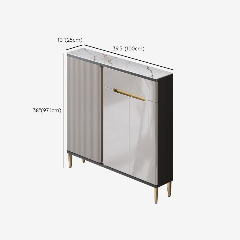 Glam Sideboa Stone Adjustable Shelving Side Board with Cabinets and Drawers