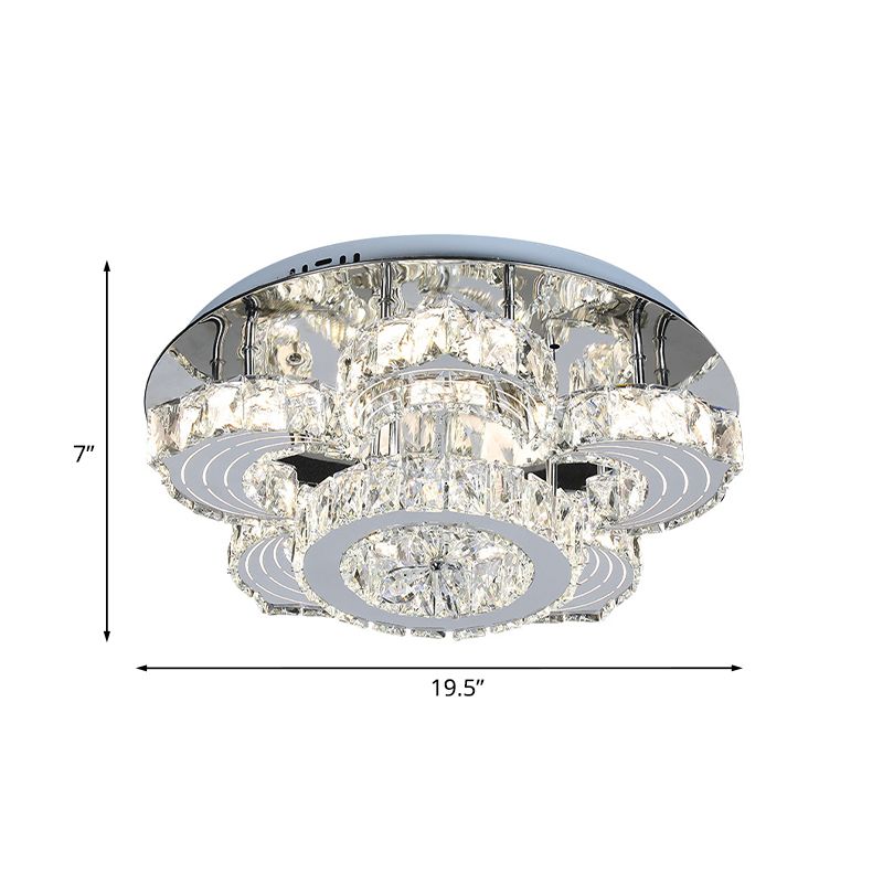 LED Semi Flush Deckenleuchte moderne Blütenblütenkristall -Flushmount in Edelstahl