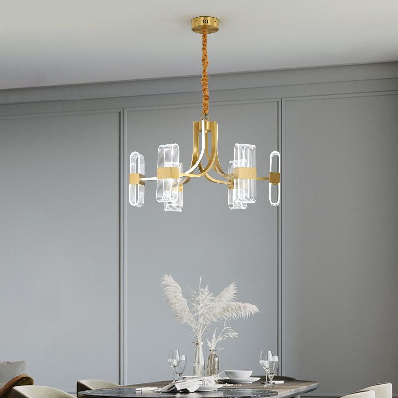 Gold Metal Hanging Pendant Lights Contemporary Sputnik Hanging Lamps for Living Room