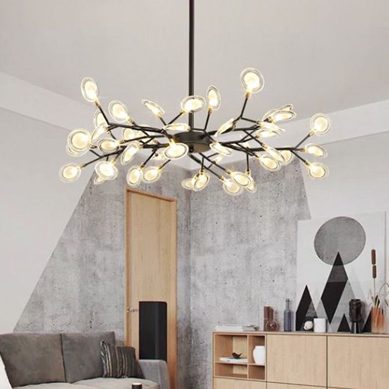 Acrylic Firefly LED Drop Pendant Modernist 45-Light Chandelier Light Fixture for Living Room