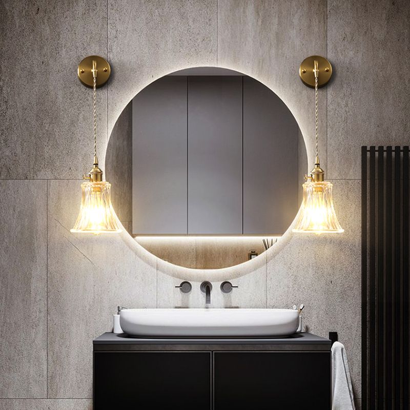 Accesorio de luz montado en la pared de vidrio sombreado estilo minimalista de iluminación de pared transparente