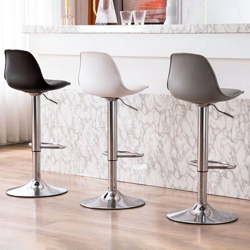 Contemporary Metal Barstool Faux Leather Footrest Adjustable Counter Stool