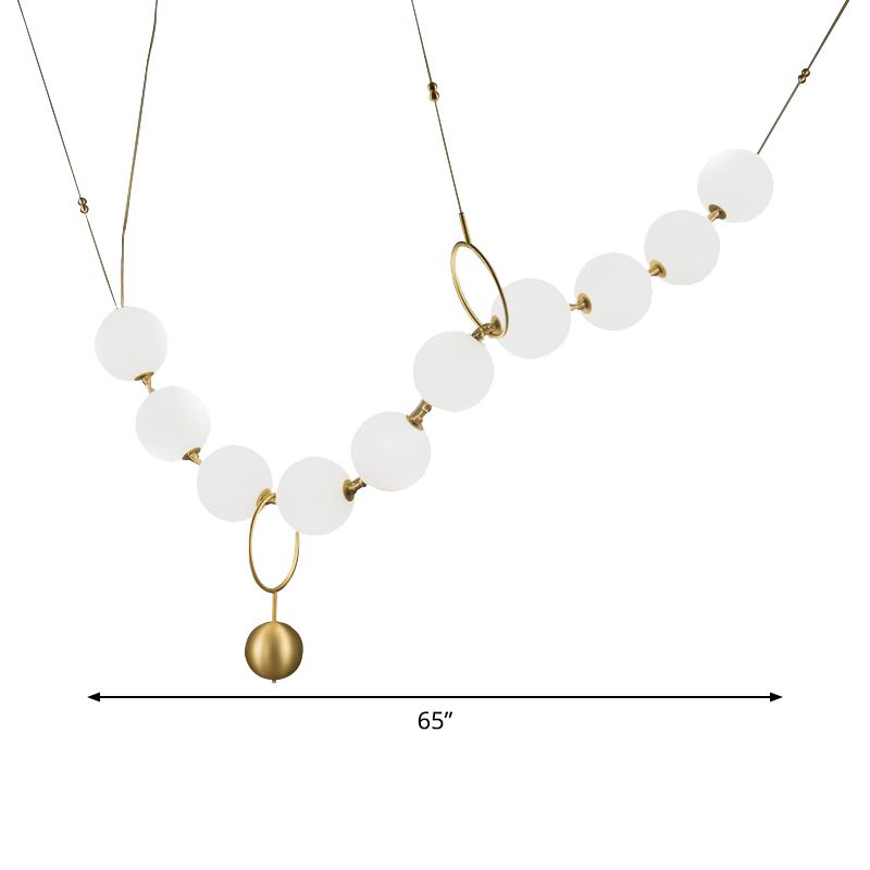 Mesa de comedor en forma de collar Vidrículas de leche 10 luces colgantes simples en oro