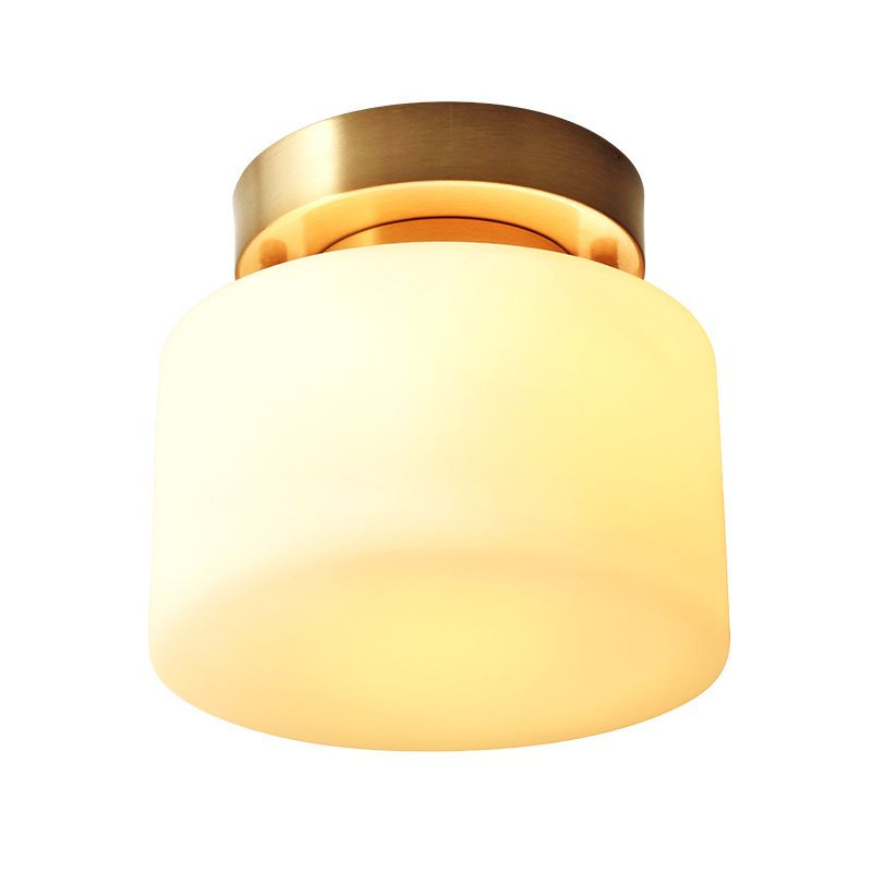 Glass Semi Flush Mount Lighting Cylinder Simple 1 Light Ceiling Fixture