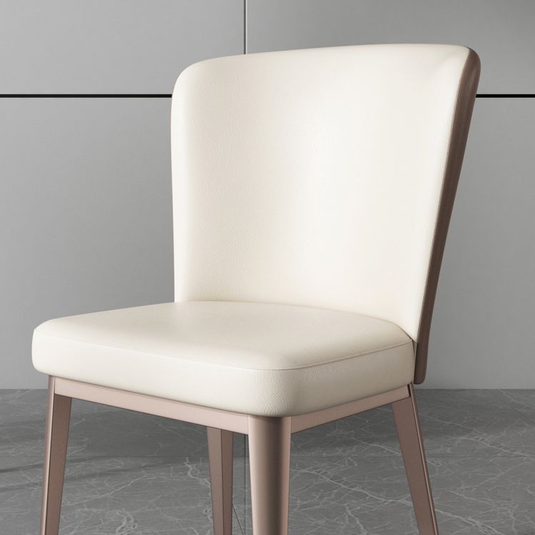 Faux Leather Dining Chairs Modern Parsons Armless Chair for Dining Room