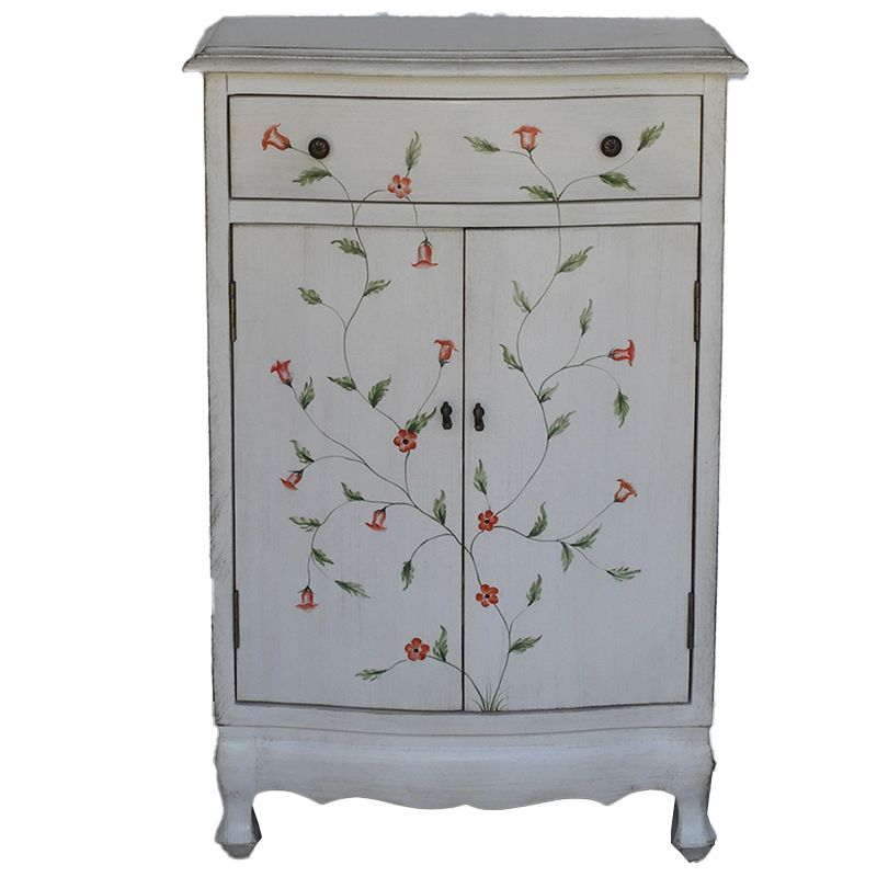 Mid-Century Modern Rectangle Cabinet Wood Side Cabinet with Drawer