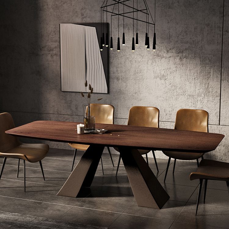 Metal Industrial Rectangle Table Solid Wood Top Table for Kitchen and Dining Room