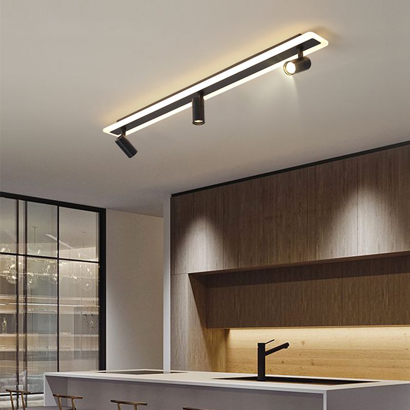 Geometry Shape LED Rail Ceiling Lamp Modern Simple Style Iron Flush Mount for Living Room