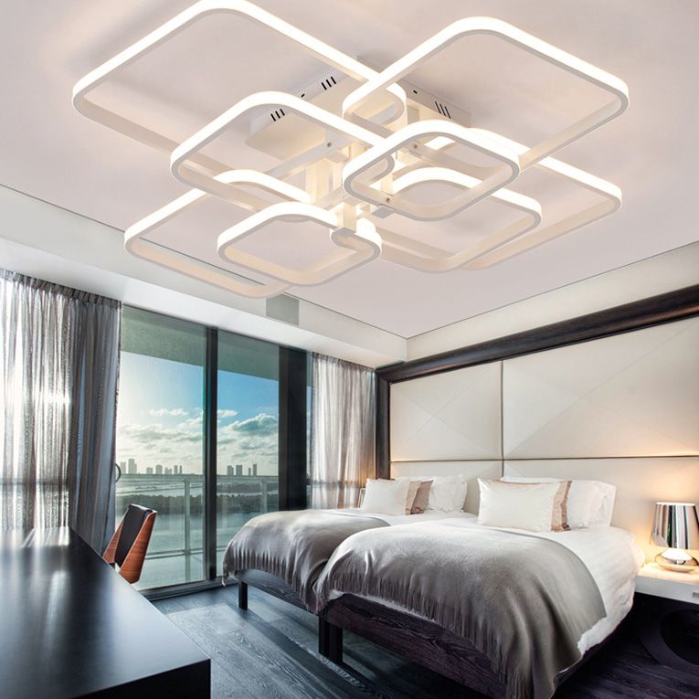 Luces contemporáneas de techo de montaje semi raspado con arte de hierro para sala de estar