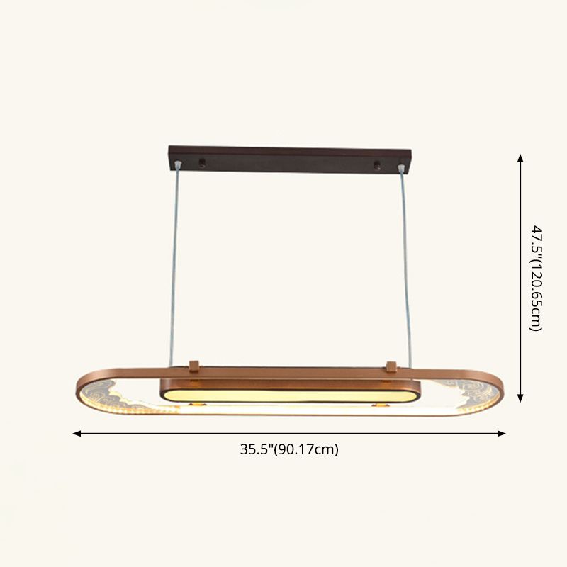 Luci a sospensione a sospensione in metallo marrone lampade a sospensione lineare contemporanea per sala da pranzo