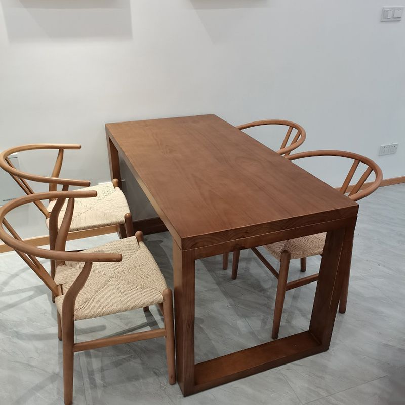 Rectangle Solid Wood Table with Double Pedestal Modern Dining Table for Restaurant
