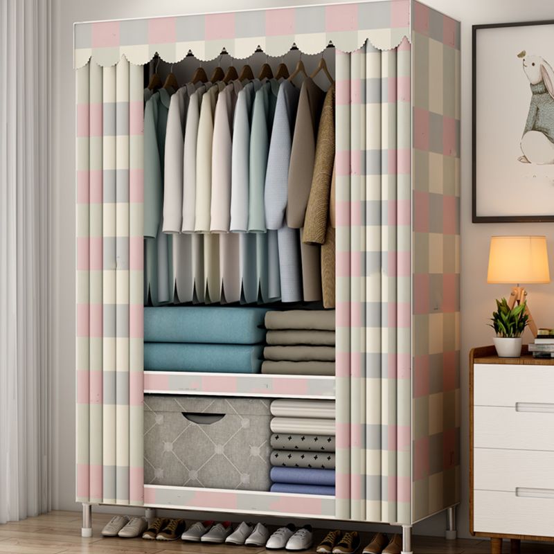 Modern Style Armoire Metal Cloth Rod Included Wardrobe Closet for Bedroom