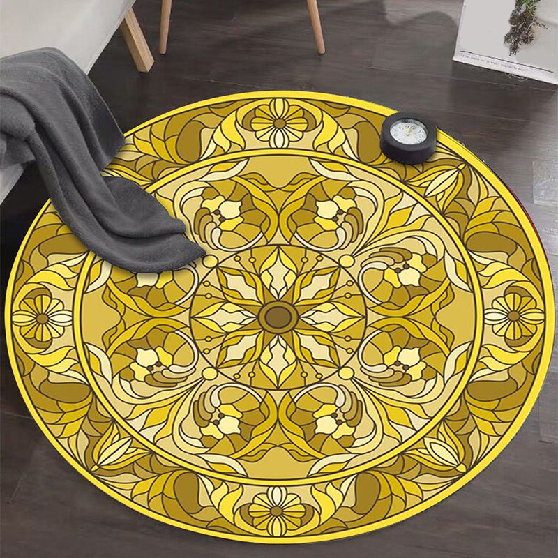 Art Deco Moroccan Rug Multi-Colored Mandala Rug Pet Friendly Machine Washable Anti-Slip Rug for Bedroom