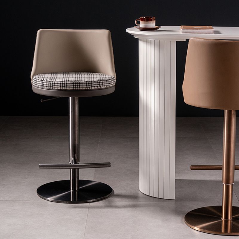 Contemporary Style Barstool Round Upholstered Bar Stool with Metal Base