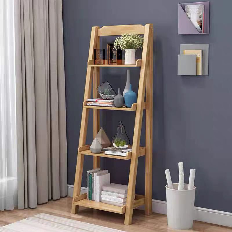 Ladder Bookshelf Modern Walnut Bookcase with 4-shelf for Home Office