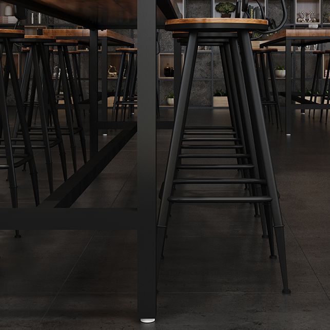 Industrial Rectangle Bar Dining Table Solid Wood Bar Dining Table with Trestle Base