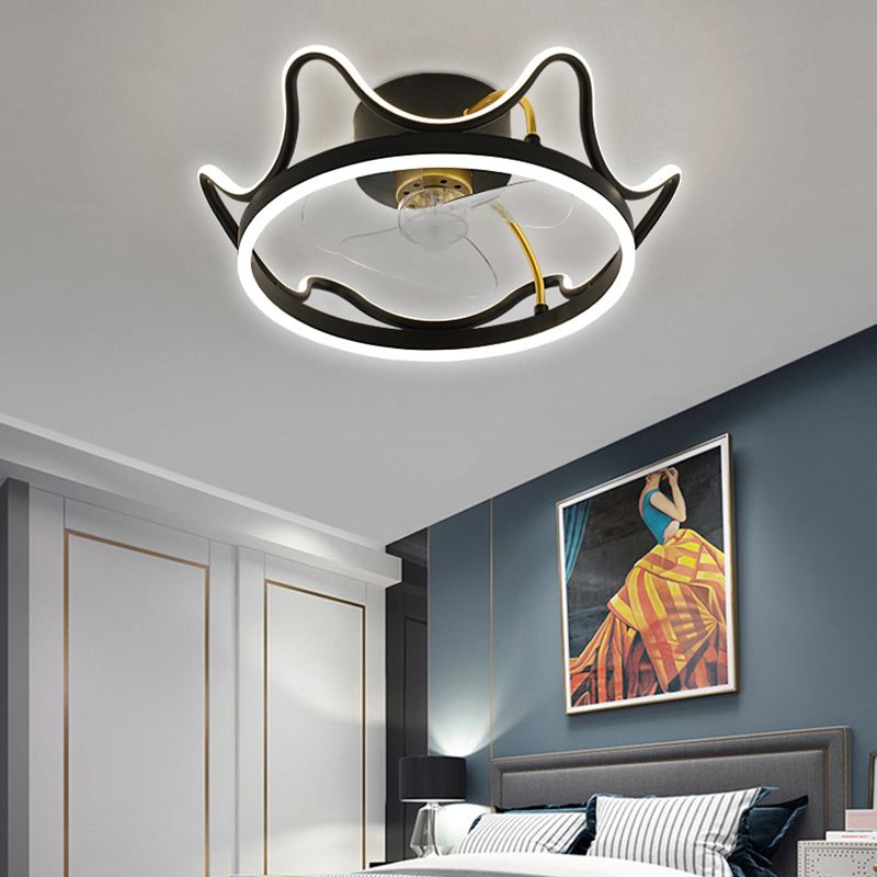 Kronenförmige Lüfterleuchte Deckenleuchte Minimalist Metall Schlafzimmer LED Semi Flush Mount