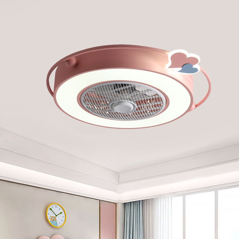 Fan Blue/Pink LED Afferty Acrilico SEMILE SEMI SEMI SEMI SEMI SEMI FLUSHETTO CON ORNAZIONE DI CUORE/CLOUP TOUND/AMORE, larghezza 23,5 "