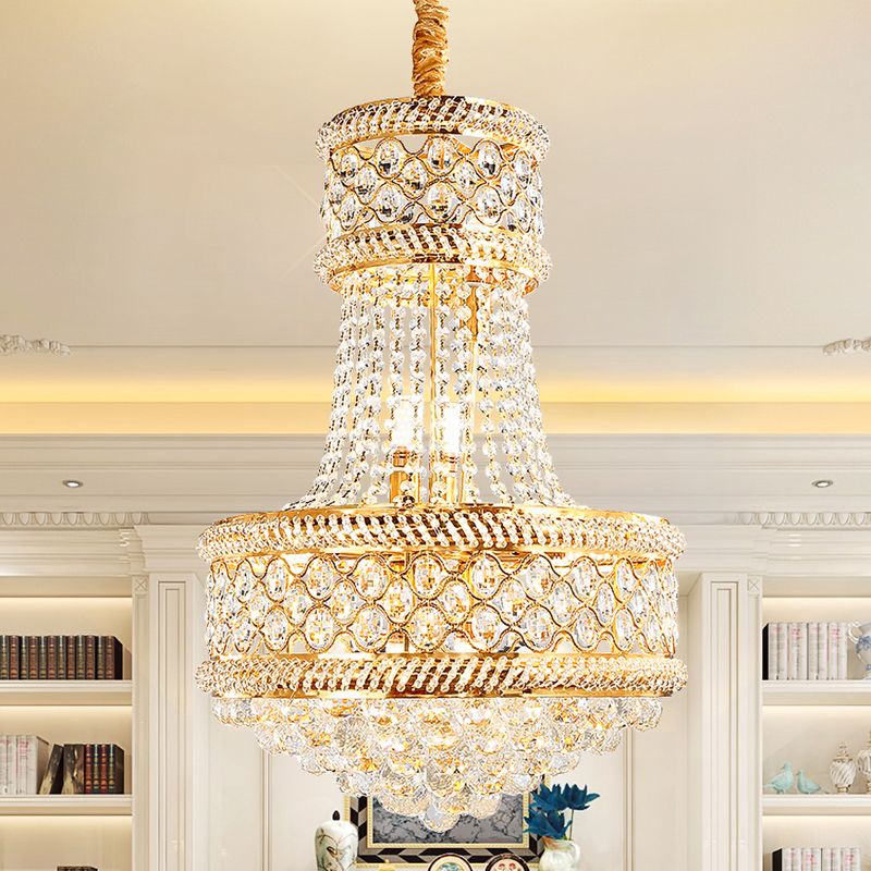 Taglia K9 Crystal Gold Affermazione del lampadario a soffitto 7 Luci a sospensione in stile vittoriano