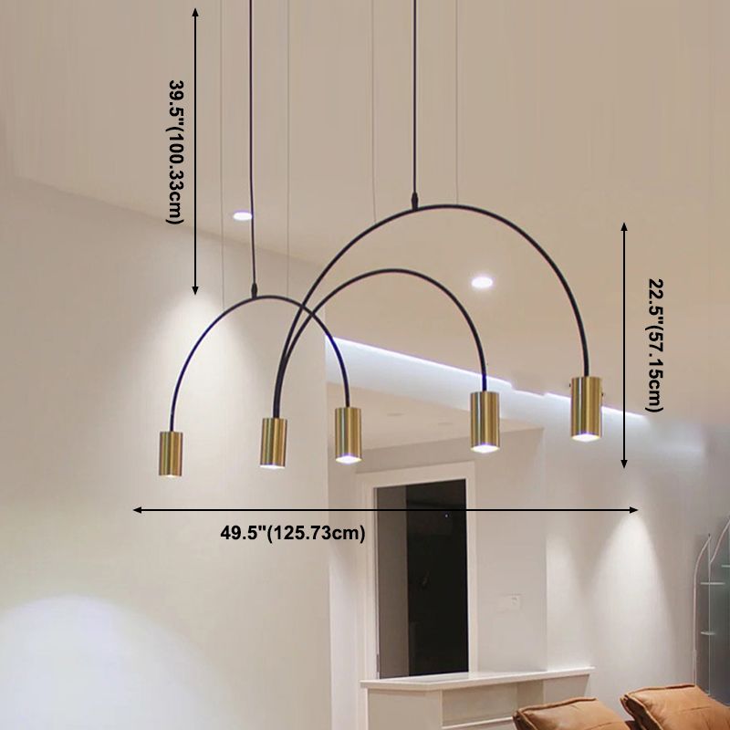 Simple Island Chandelier Lights Modern Style Cylinder Shape Metal Multi Light Pendant