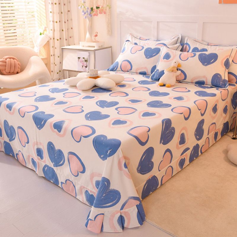 Sheet Sets Cotton Cartoon Printed Wrinkle Resistant Super Soft Breathable Bed Sheet Set