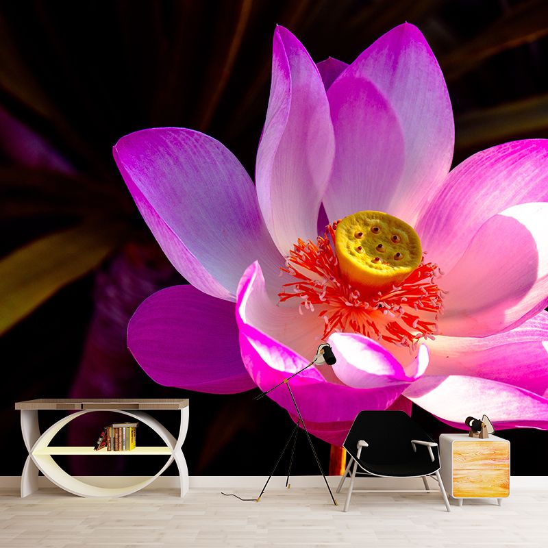 Lotus Flower Wall Mural Moisture Resistant Wall Decor for Sleeping Room