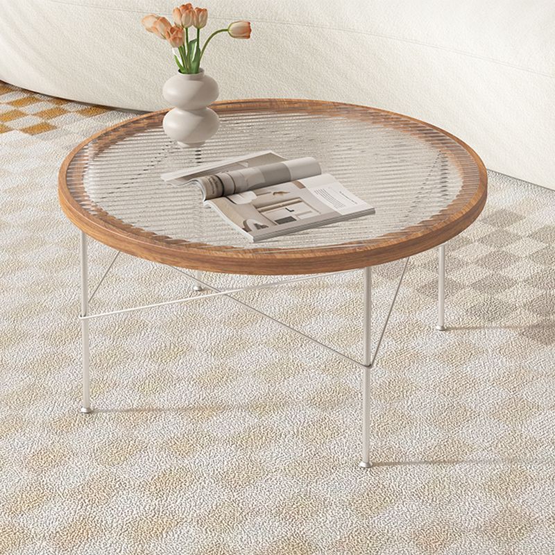 15"H Tropical Coffee Table Glass 4 Legs Coffee Cocktail Table