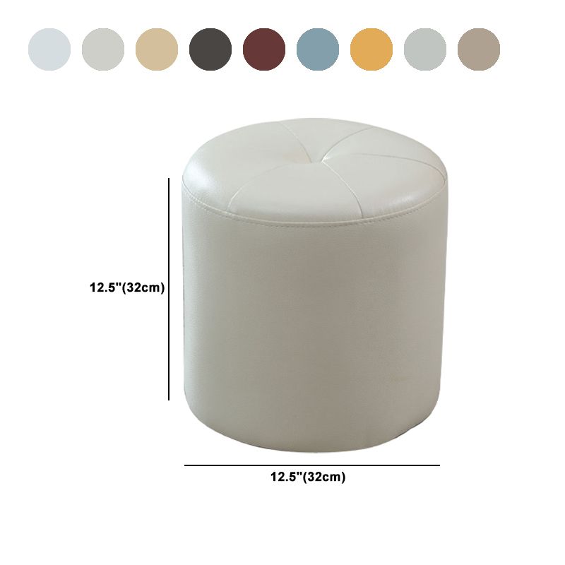 Modern PU Leather Pouf Chair Plain Cylinder Shape Tufted Mildew Resistant Ottoman Stool