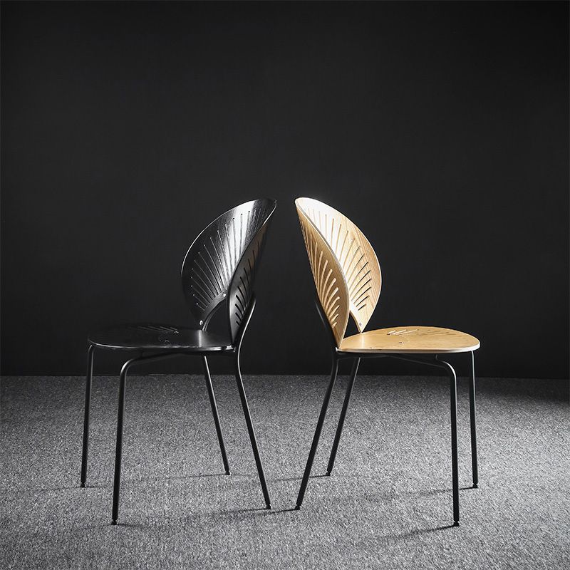 Nordic Style Metal Armless Dining Chairs Open Back Dining Side Chair for Home Use
