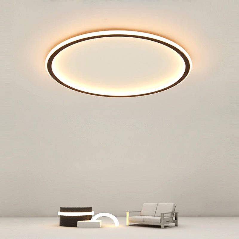 Black Circle Flush Ceiling Light Fixture Nordic Style LED Metal Flush Mount Light