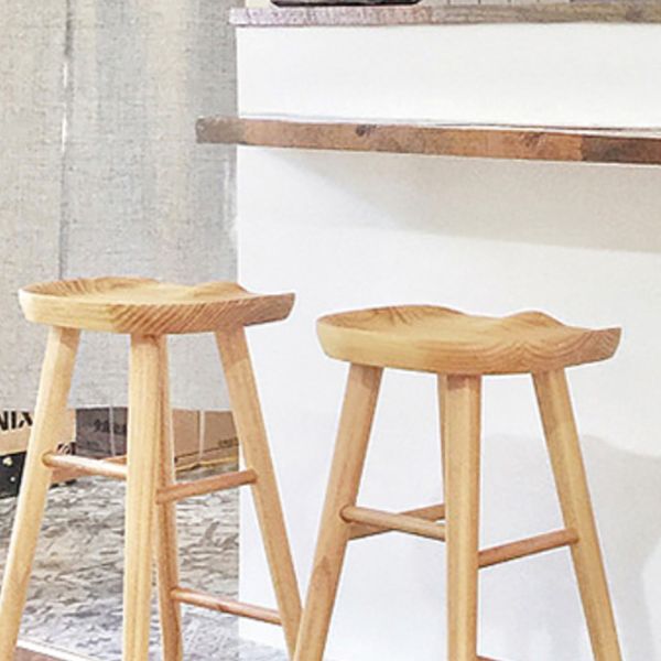 Saddle Seat Footrest Counter Chair Modern Backless Counter Stools in Natural