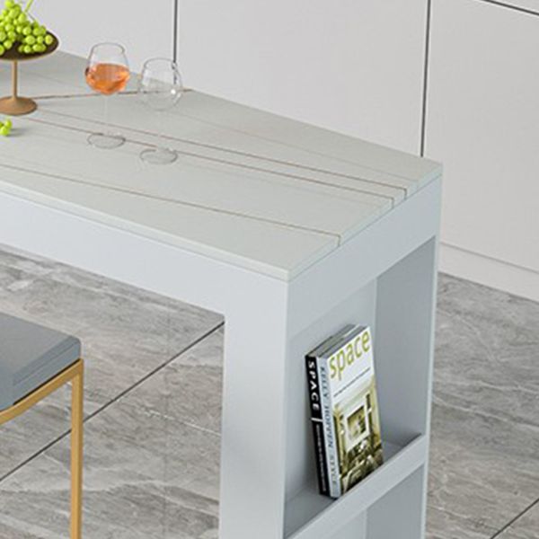 White Stone Table Rectangle Contemporary with Iron Base for Living Room