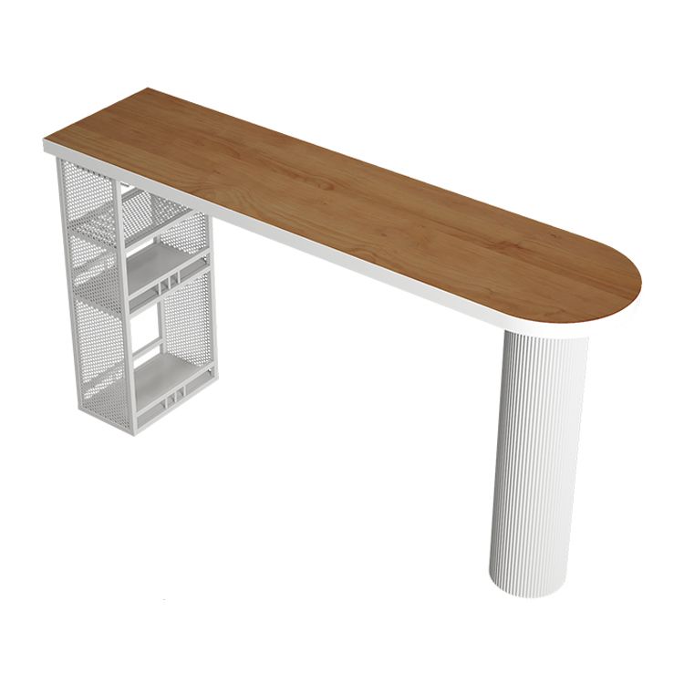 Metal Contemporary Freeform Dining Table Pine Wood Top Table