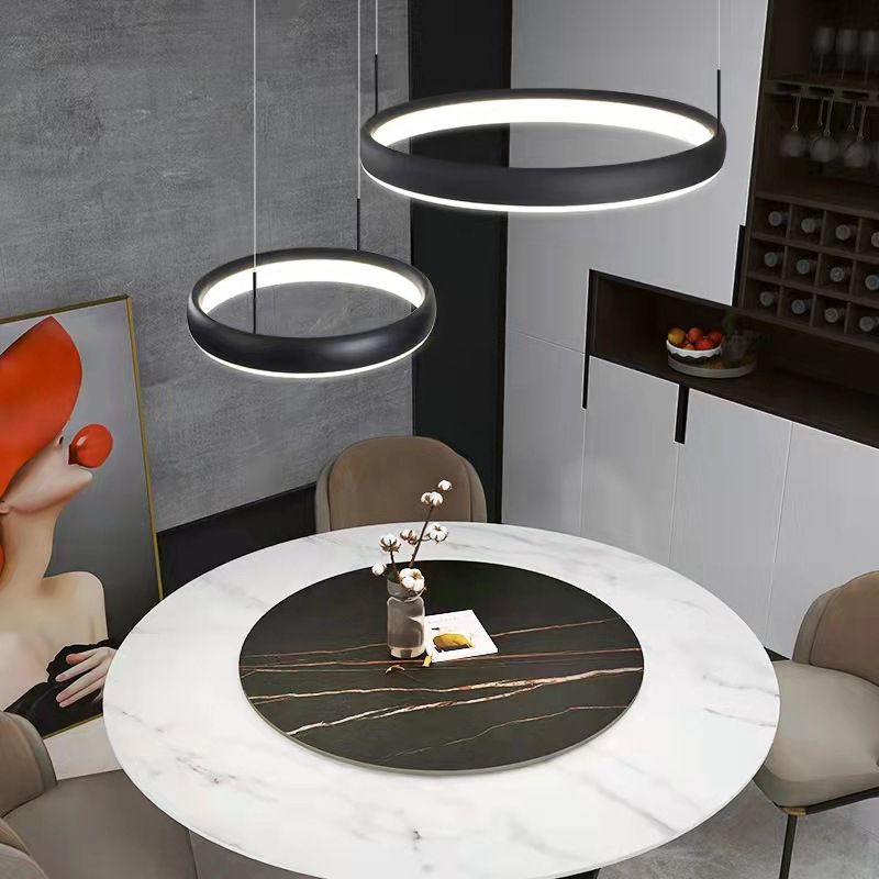 Circular Hanging Pendant Lights Modern Style Metal Chandelier Light Fixture