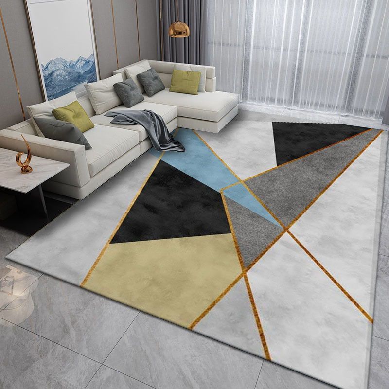 Tapis noir simplicité en Polyester, bloc de couleurs, avec envers antidérapant, pour la décoration de la maison