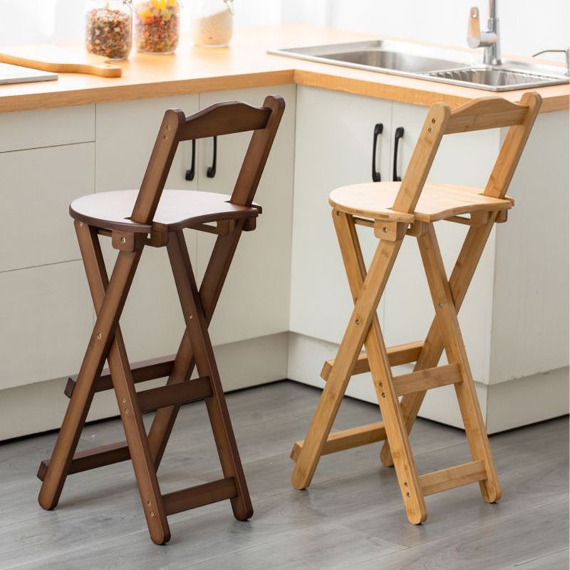 Contemporary Solid Wood Folding Bar Stool Indoor Bar Stool with Wooden Seat