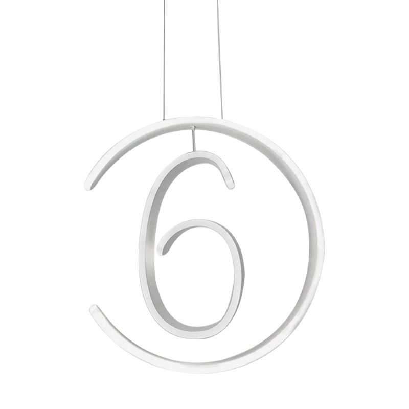 6/7/8-Shaped Drop Pendant Simple Acrylic 1 Light White Chandelier Lamp for Bedroom