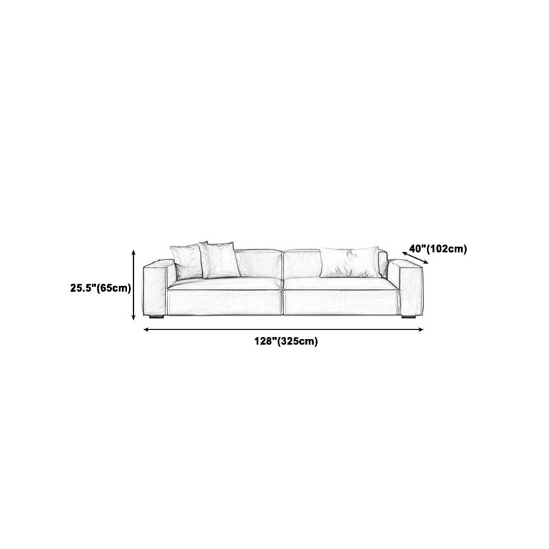 Modern Style Fabric& Ox Leather White/orange Rectangular Sofa