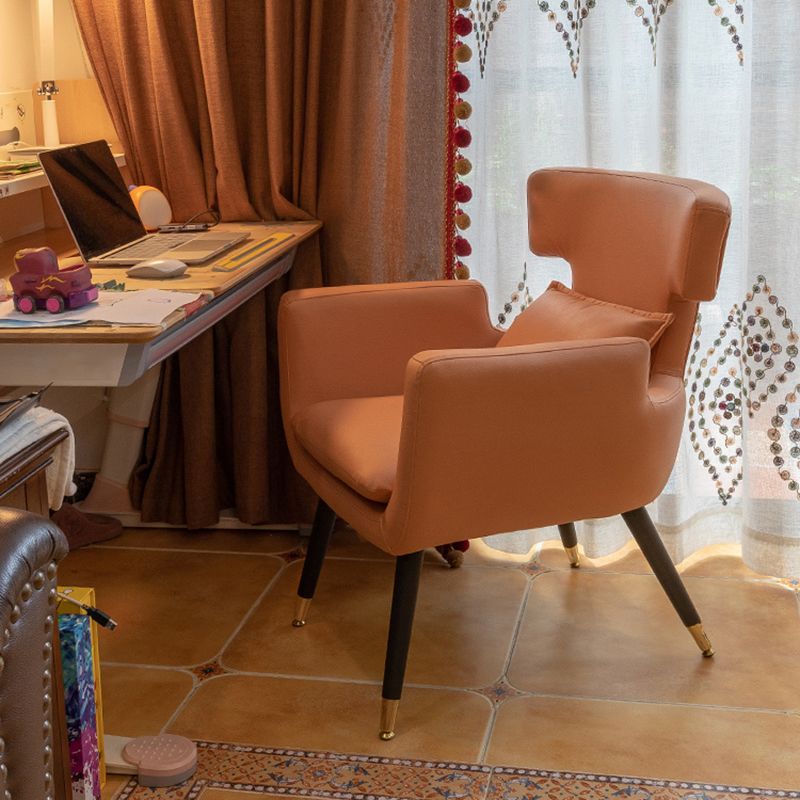 Minimalist Style Linen Fabric Dining Chair Solid Back Upholstered Single Chair for Home