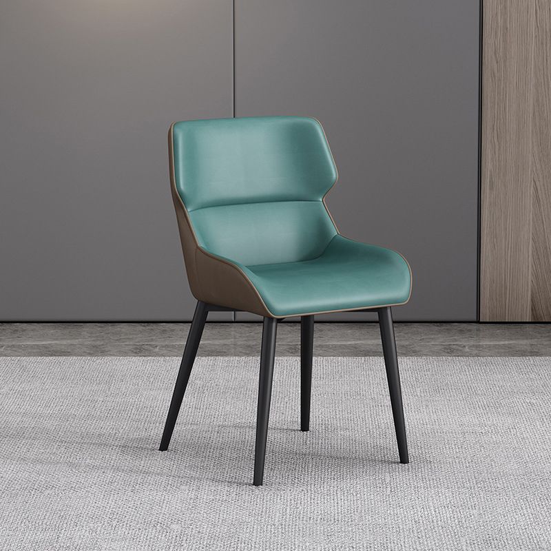 Silla de invitados Parsons moderna, silla curva de cuero con acabado mate para Brasserie
