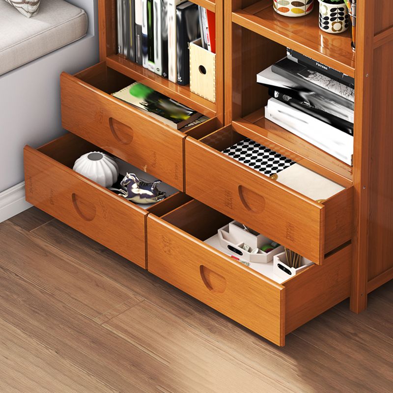 Closed Back Bamboo Bookshelf Contemporary Vertical Bookcase for Home