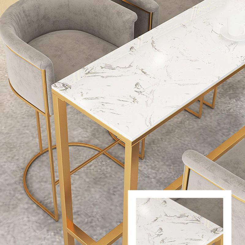 Glam Bar Set 1/2/4/7 Pcs Marble Bar Table with Upholstered Stools