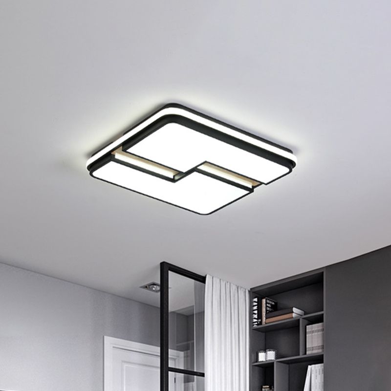 Quadrato / Rettangolare Acrilico Flushmount Minimalism Black - White LED Massimale Light con Split Design, White/3 Color Light