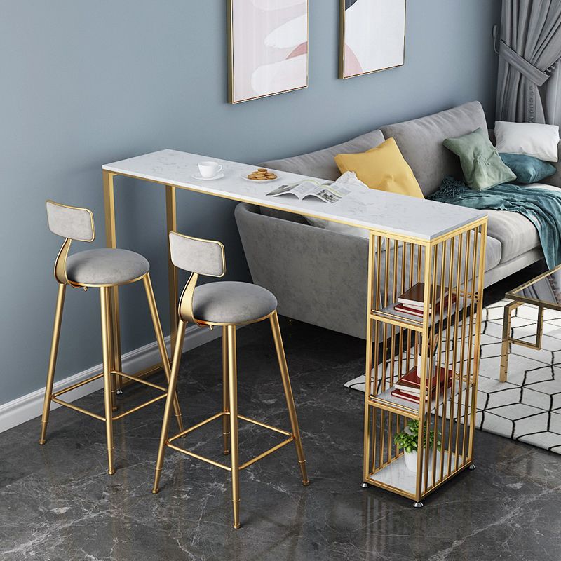 Artificial Marble Cocktail Bar Table 42-inch Height Gold Base Pub Table