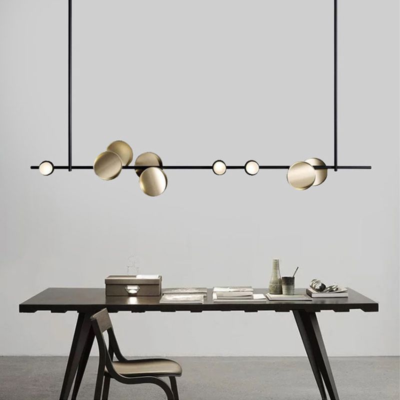 Modern Style Linear Hanging Pendant Lights Metal 12- Light Pendant Light Fixtures