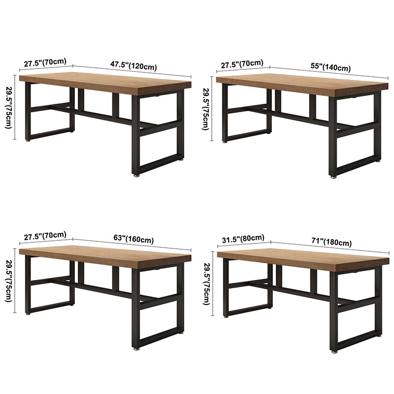 Mesa de comedor rectangular industrial mesa de madera maciza con base de caballete negro para uso doméstico