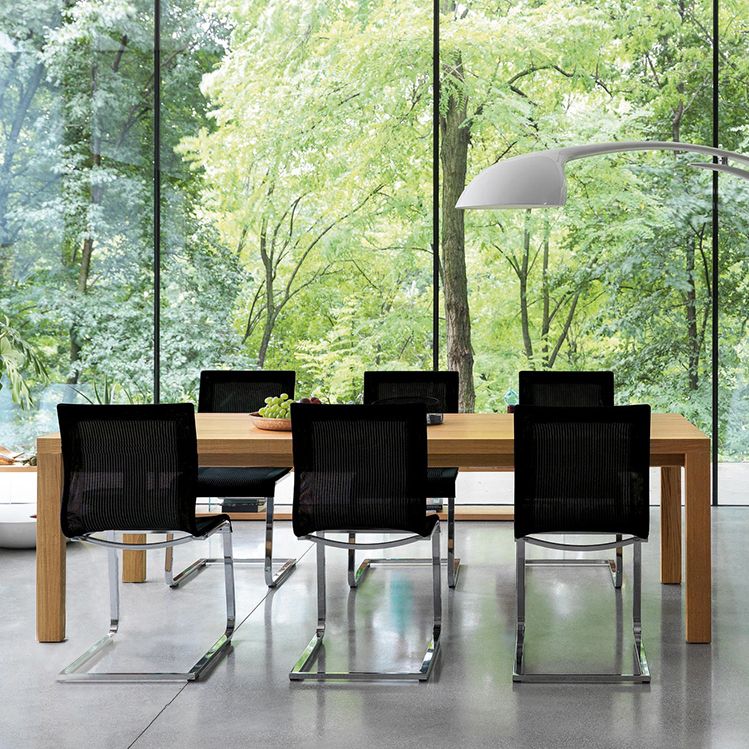 Modern Solid Wood Khaki Dining Table Rectangle Kitchen Dining Table with 4 Legs Base
