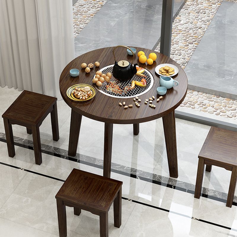 Farmhouse 4 Legs Walnut Table Solid Wood Cocktail Table for Living Room