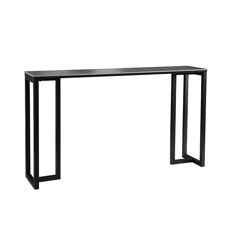 Stone Bar Table Modern Rectangle Bar Table with Double Pedestal Base for Kitchen